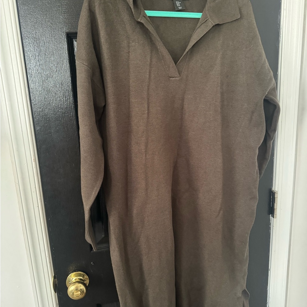 Tahari Olive Long Sleeve Sweater Dress